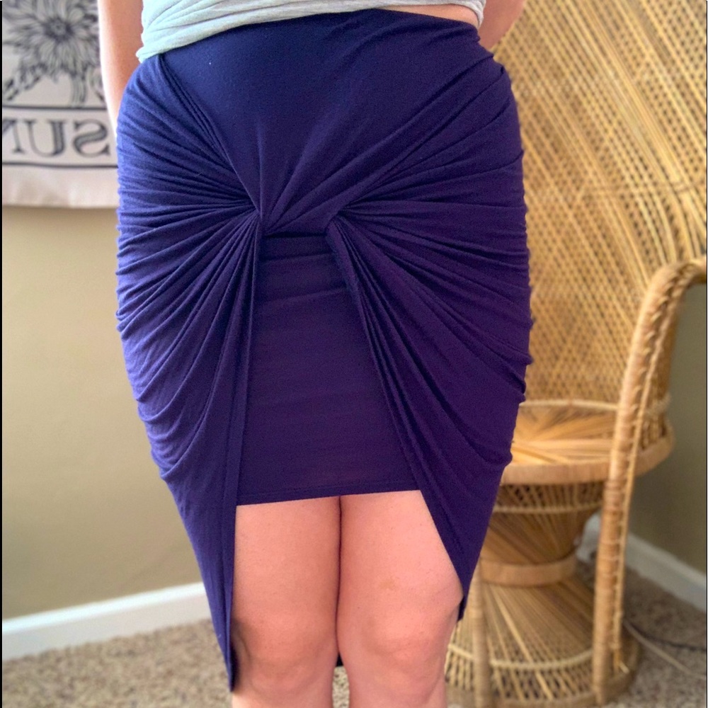 Navy blue high low skirt